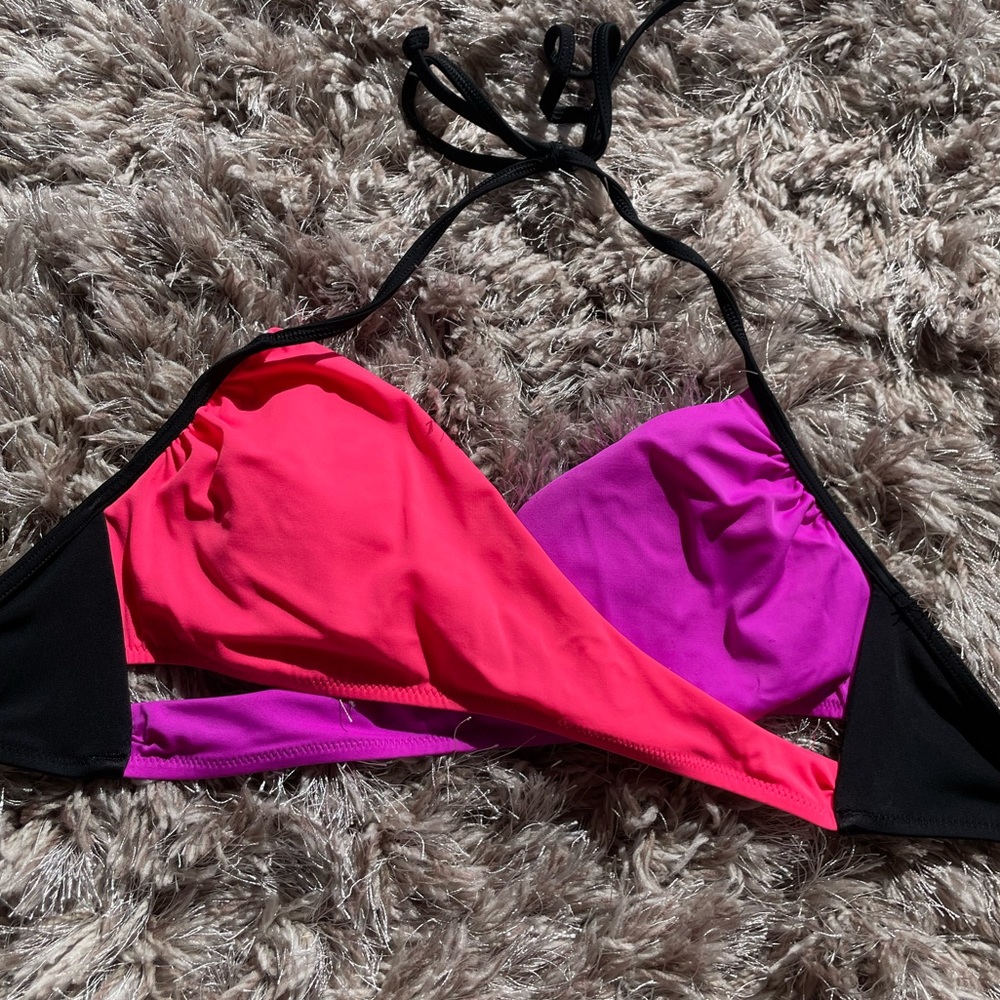 Crisscross bikini top victoria secret purple pink black string tie top